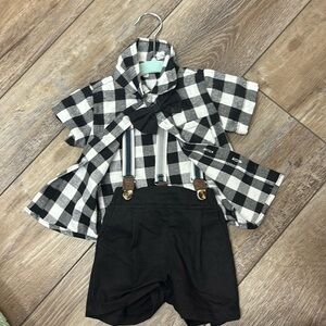 Suspender outfit checkered